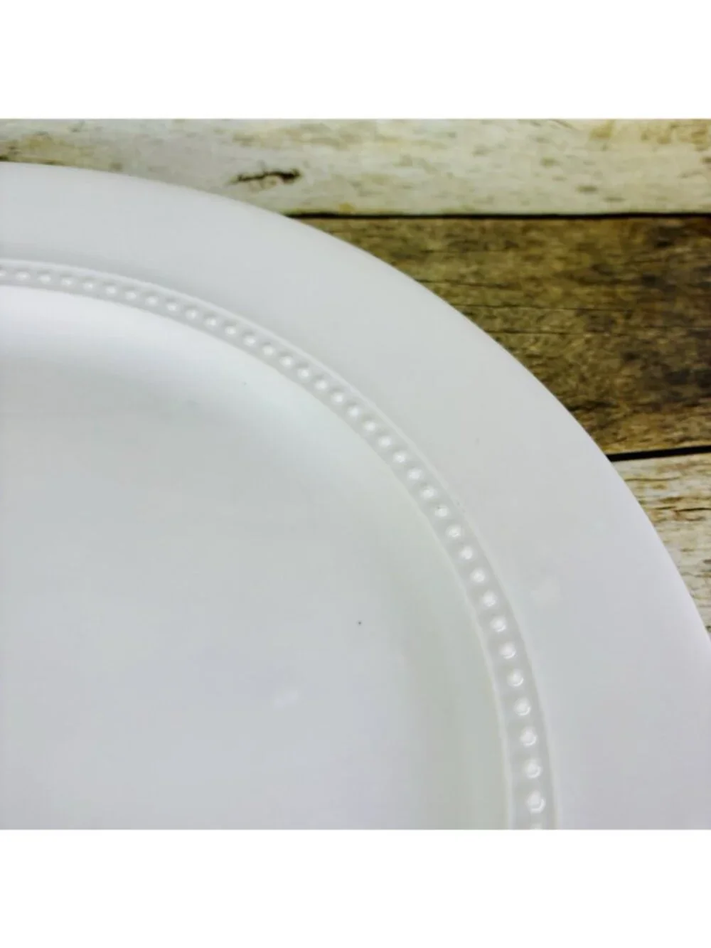 Threshold Target BEADED WHITE Embossed Beaded Band Procelain Dinner Plates Set 2